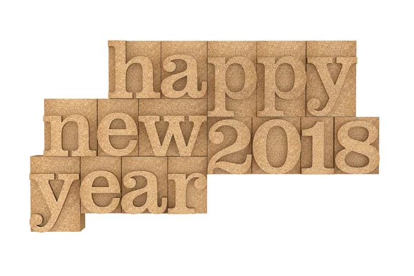 Tipo di legno vintage Blocchi di stampa con felice anno nuovo 2018 Sloga — Foto Stock