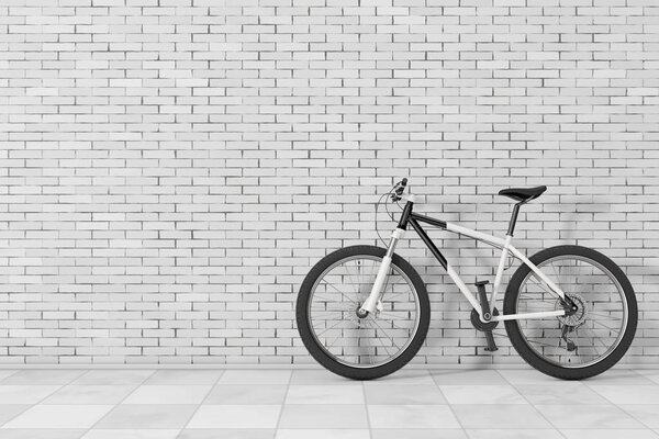 Black and White Mountain Bike. 3d Rendering