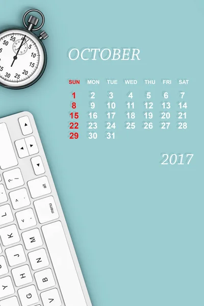 2017 year calendar. October calendar. 3d Rendering — Stock Photo, Image