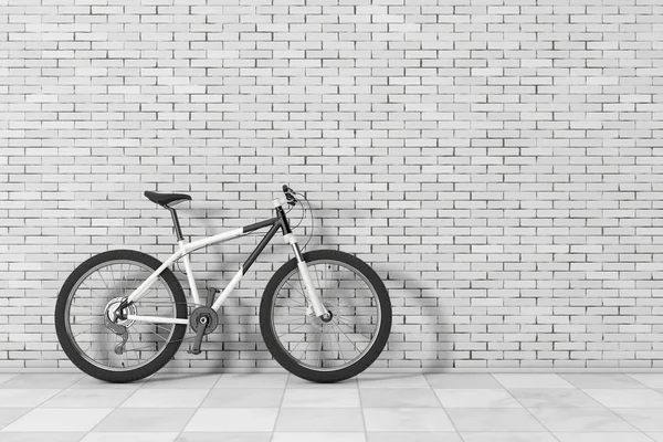 黑色和白色山地自行车。3d 渲染 — 图库照片