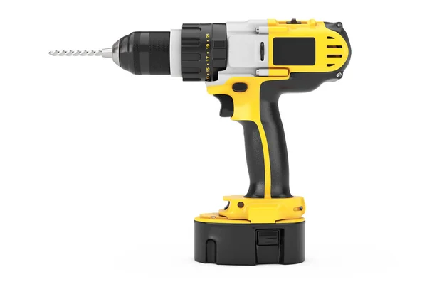 Yellow Rechargeable and Cordless Drill. 3d Rendering — Stock Photo, Image