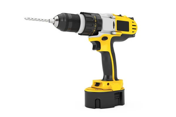 Yellow Rechargeable and Cordless Drill. 3d Rendering — Stock Photo, Image
