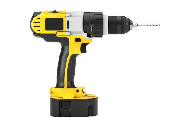 Yellow Rechargeable and Cordless Drill. 3d Rendering — Stock Photo, Image