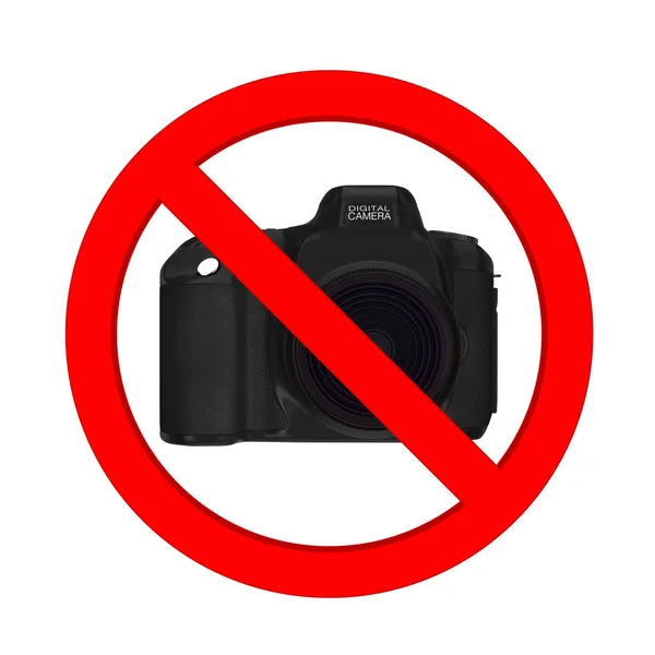 Sem Fotografia Conceito Permitido. Câmera fotográfica digital com prohib — Fotografia de Stock