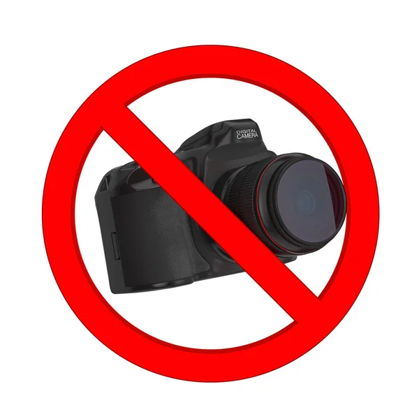 Sem Fotografia Conceito Permitido. Câmera fotográfica digital com prohib — Fotografia de Stock