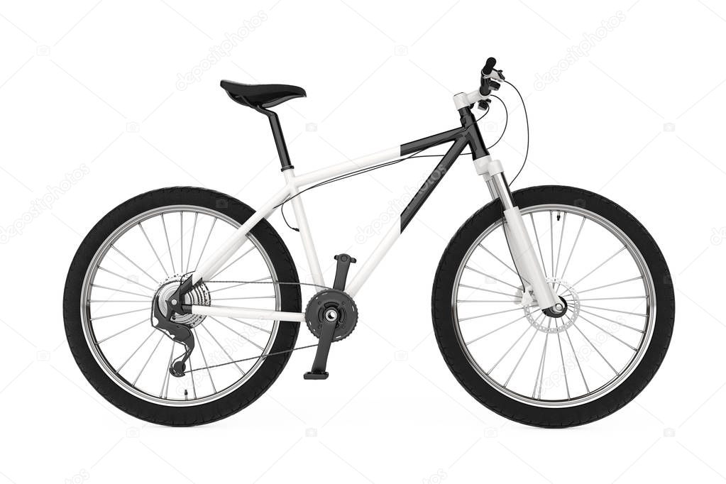 Black and White Mountain Bike. 3d Rendering