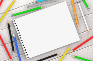 Üstten Görünüm beyaz Spiral kağıt kapak sanat kitap Multicolour P ile