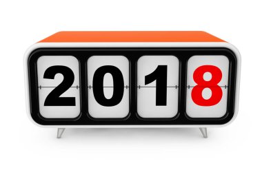 Retro Flip saat ile 2018 yeni yıl imzala. 3D render