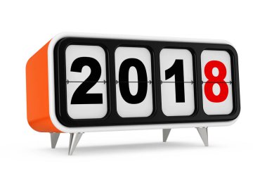 Retro Flip saat ile 2018 yeni yıl imzala. 3D render