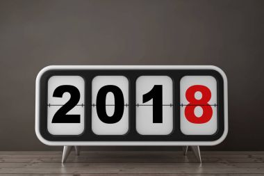 Retro Flip saat ile 2018 yeni yıl imzala. 3D render