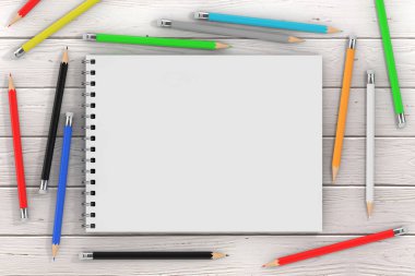 Üstten Görünüm beyaz Spiral kağıt kapak sanat Bbook Multicolour ile 