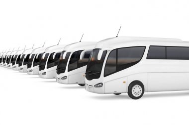 Büyük beyaz Reisebusse tur satır. 3D render