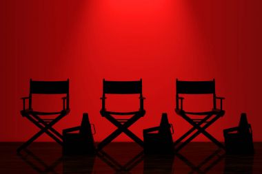Müdür koltukları, film Clappers ve megafon ile kırmızı Backligh