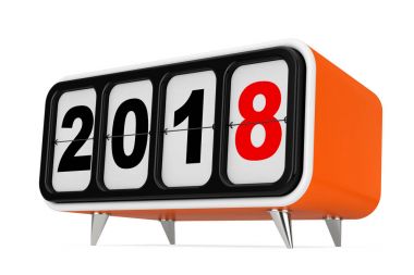 Retro Flip saat ile 2018 yeni yıl imzala. 3D render