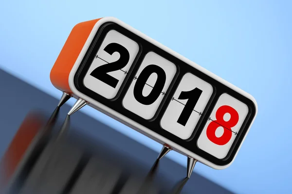 Retro Flip Clock with 2018 New Year Sign. 3d Rendering — Stock Photo, Image