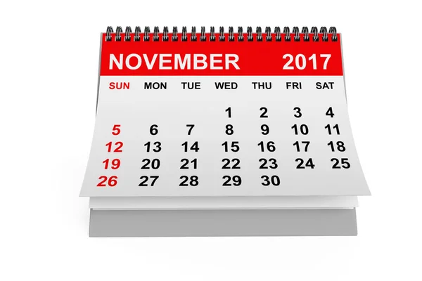 Calendar November 2017. 3d rendering — Stock Photo, Image