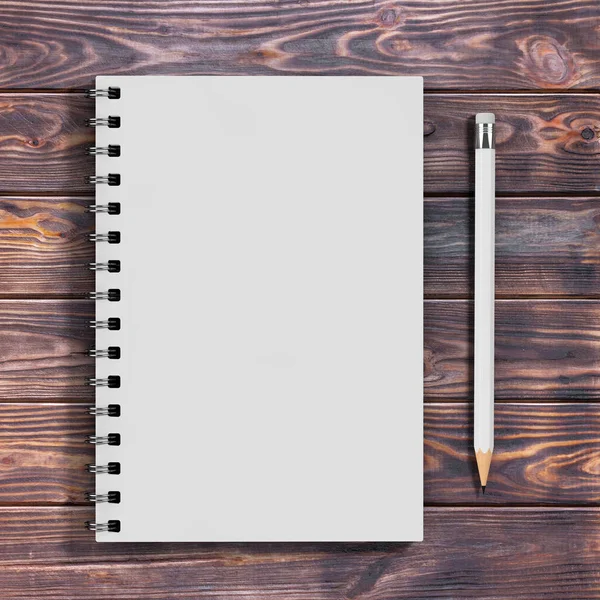 Top View of White Closed Spiral Paper Cover Notebook with White — Stock Photo, Image