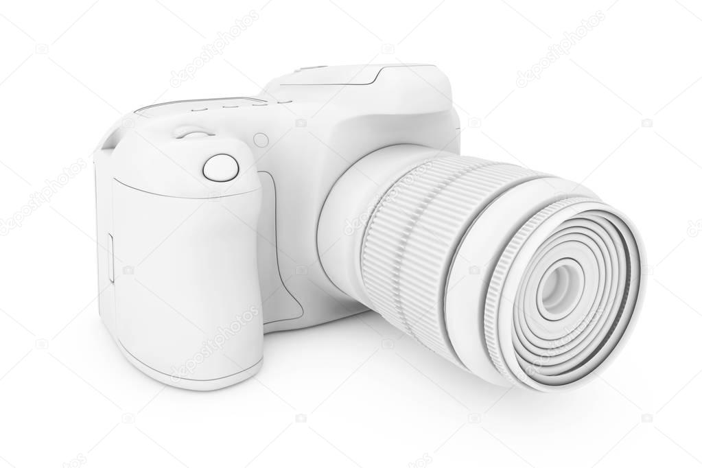 White Clay Mockup Modern Digital Photo Camera. 3d Rendering