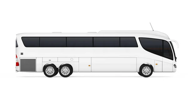 Μεγάλο λευκό τουριστικό λεωφορείο με κενή επιφάνεια για δική σας σχεδιασμό. 3D — Φωτογραφία Αρχείου