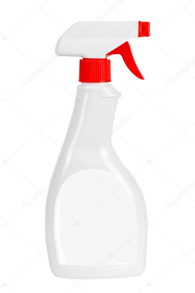 White Blank Plastic Spray Detergent Bottle Mockup with Blank Lab