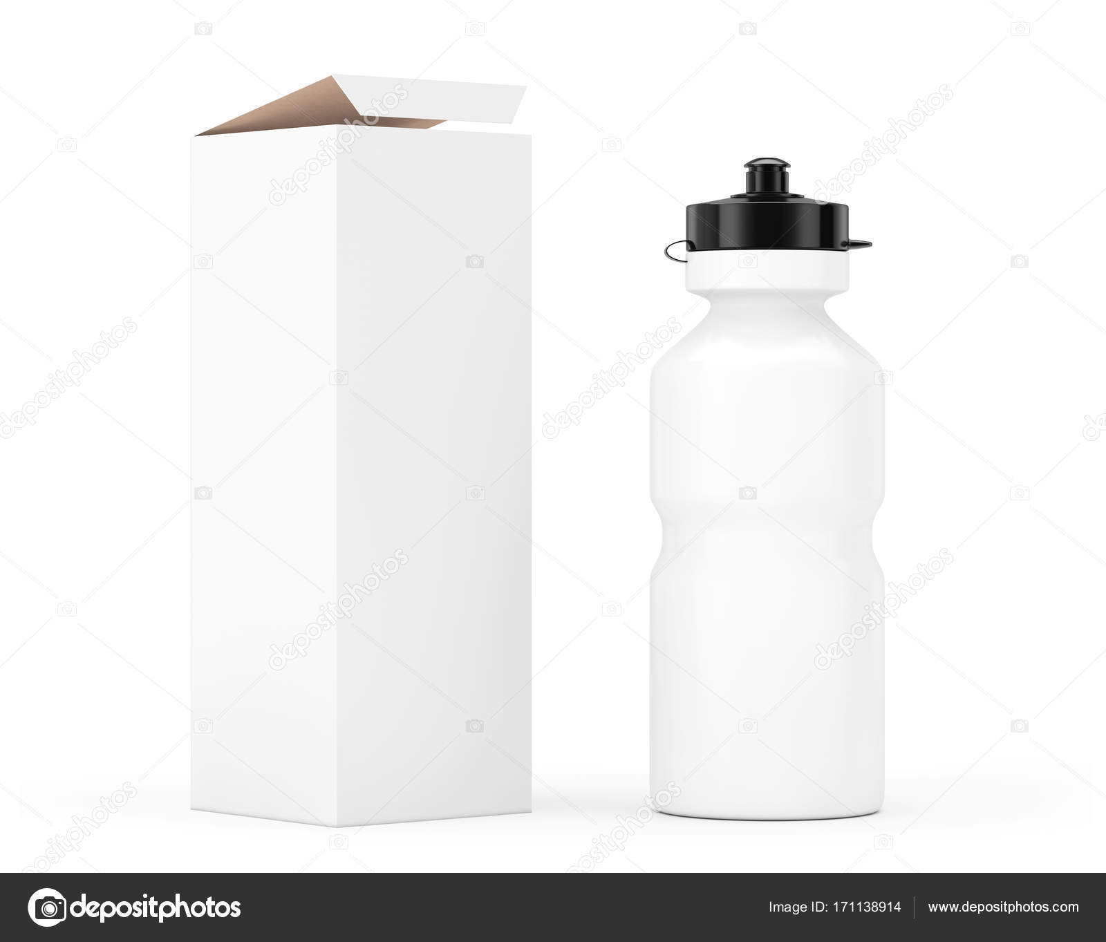 Download White Sport Plastic Water Bottle Mockup With Cardboard Kraft Pap Stock Photo Image By C Doomu 171138914