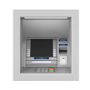 Banka para çekme Atm makine içinde oluşturun. 3D render