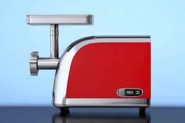 Kırmızı elektrik kıyma makinesi. 3D render