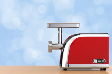 Kırmızı elektrik kıyma makinesi. 3D render