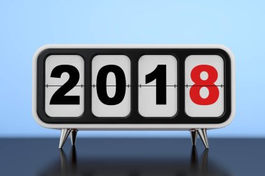 Retro Flip saat ile 2018 yeni yıl imzala. 3D render