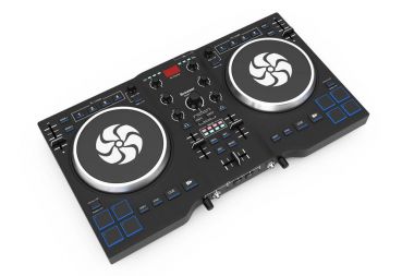 Siyah Modern Dj Set pikap Mikser ekipman. 3D render