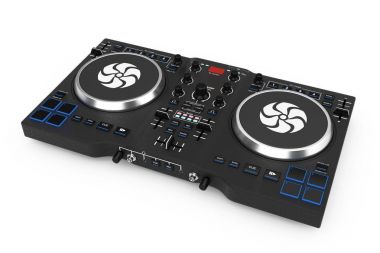 Siyah Modern Dj Set pikap Mikser ekipman. 3D render
