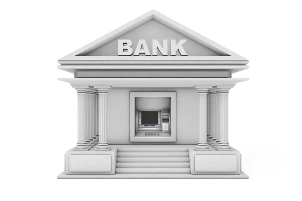Build In Bank Cash ATM Machine As Bank Building. 3d Rendering — Stock Photo, Image