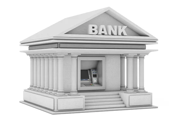 建立在银行现金 Atm 机作为银行大厦。3d 渲染 — 图库照片