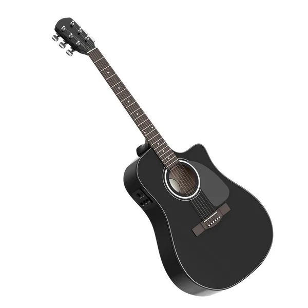 Zwarte houten akoestische gitaar. 3D-rendering — Stockfoto