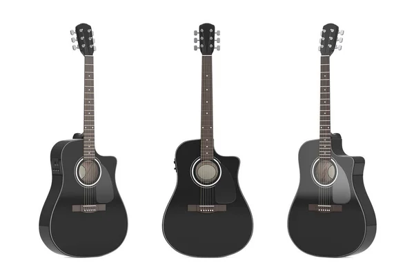 Guitarra acústica de madera negra. Renderizado 3d —  Fotos de Stock