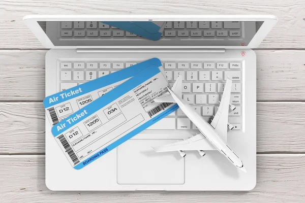 Concetto di prenotazione online. Biglietti Airline Boarding Pass con Jet A — Foto Stock