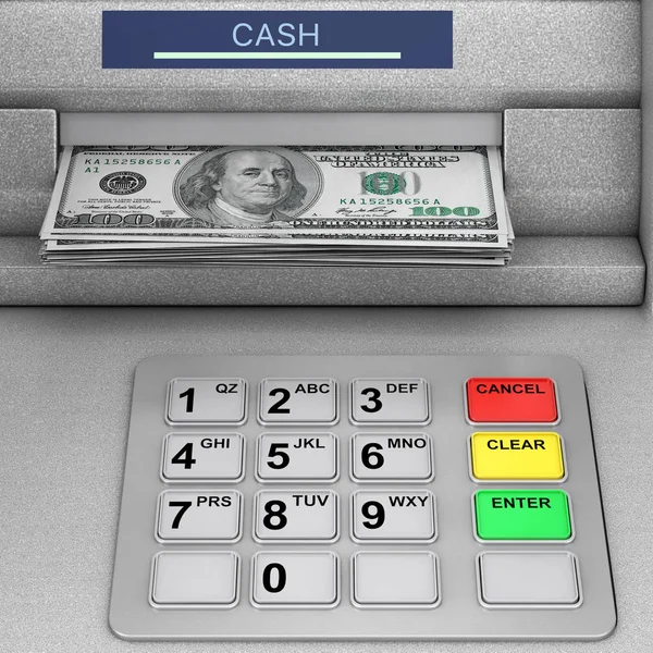 Bank Atm-Cash Machine. 3D-leképezés — Stock Fotó