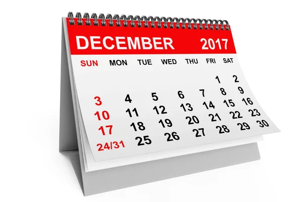 Calendar December 2017. 3d rendering — Stock Photo, Image