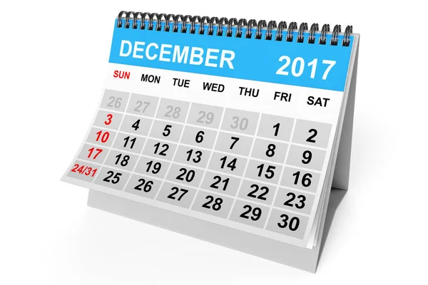 2017 decemberében a naptár. 3D-leképezés — Stock Fotó