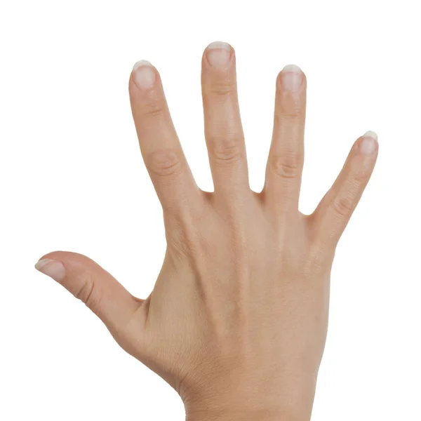 Aberto palma da mão mulher — Fotografia de Stock