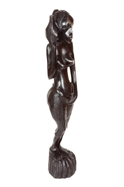 Afrikanische antike schwarze Ebenholzstatue einer Frau, die Wasser trägt — Stockfoto