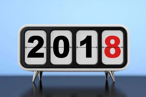 Retro Flip Clock with 2018 New year Sign. 3d Rendering — Stock Photo, Image