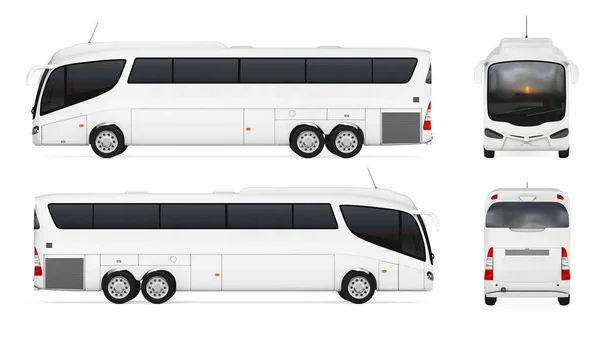 Великий білий тренер автобус з пустим поверхнею для вашого дизайну. 3D — стокове фото
