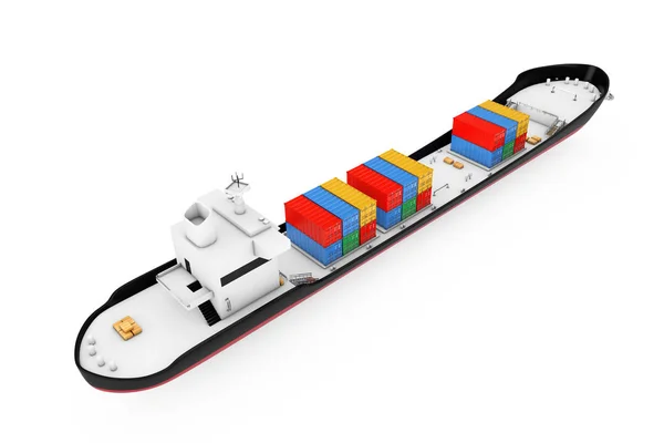 Üzleti logisztikai koncepció. Tartályhajó vagy konténer teherhajó. 3D-re — Stock Fotó