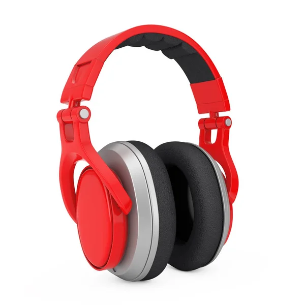 Red Wireless Headphones extreme closeup. 3d Rendering — Stock Photo, Image