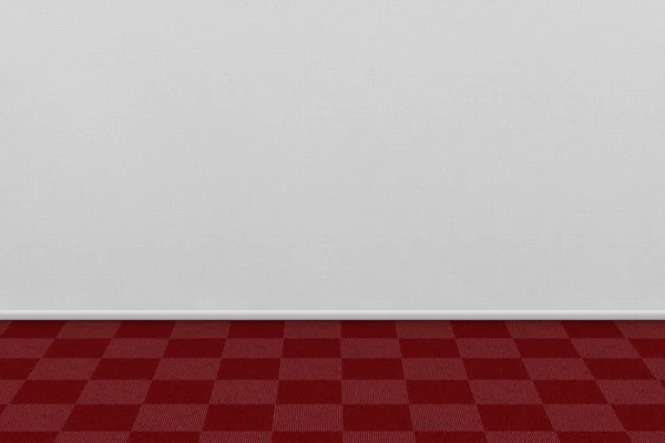 Prázdné zdi obývacího pokoje s červený koberec. 3D vykreslování — Stock fotografie