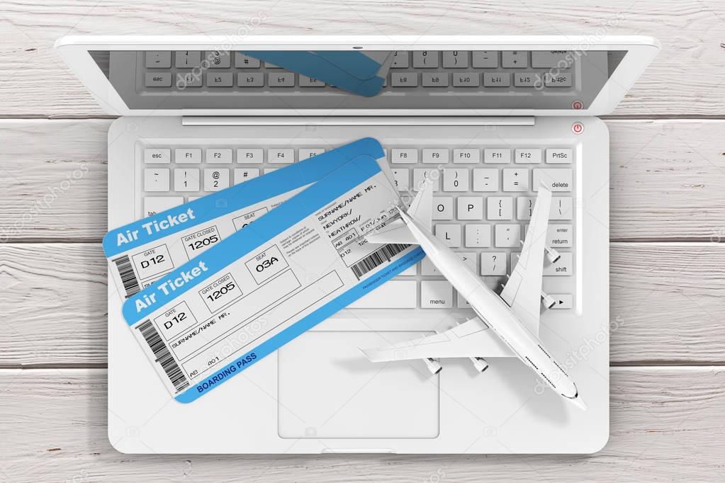Online Booking Concept. Airline Boarding Pass Tickets with Jet A