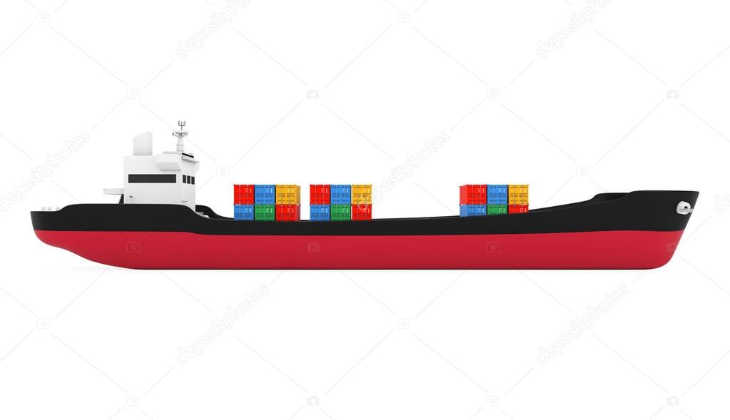 Business Logistic Concept. Tanker or Container Cargo Ship. 3d Re