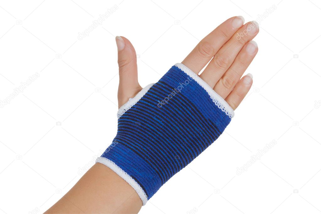 Woman Hand Wrapped in Bandage Palm Support