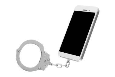 Cep telefonu için Metal Zincirli kelepçe. 3D render